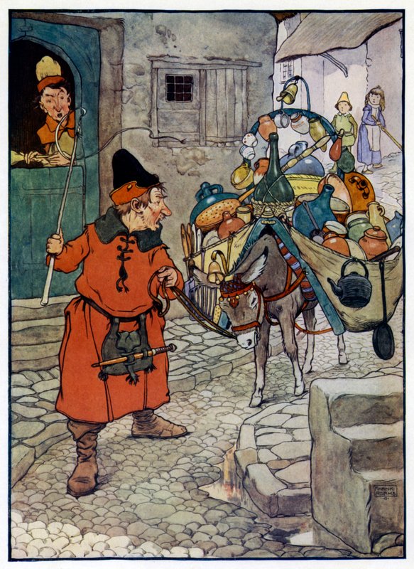 Ilustracja do „Historii syna Toma Dudziarza” (kolor lito) autorstwa Frank Adams