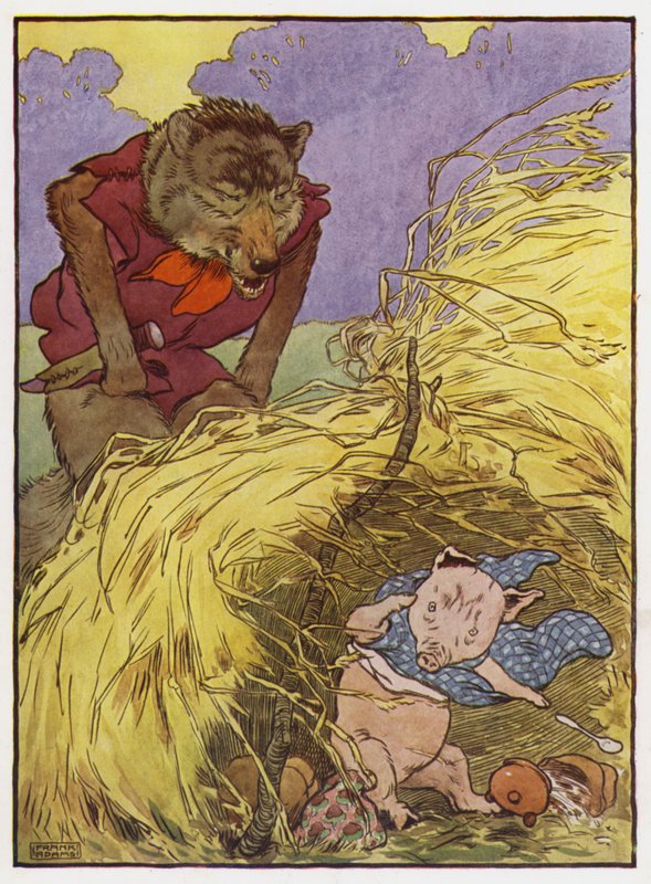 Ilustracja do Trzech małych świnek (kolor lito) autorstwa Frank Adams