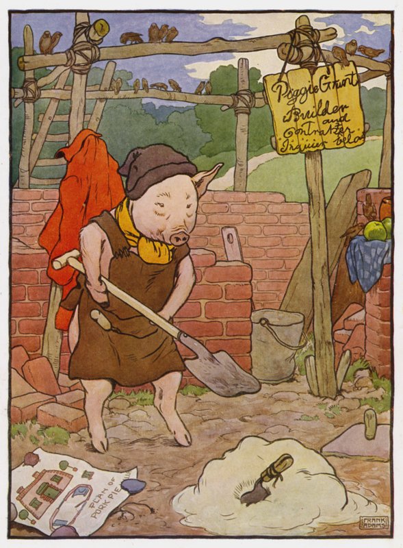 Ilustracja do trzech małych świnek autorstwa Frank Adams