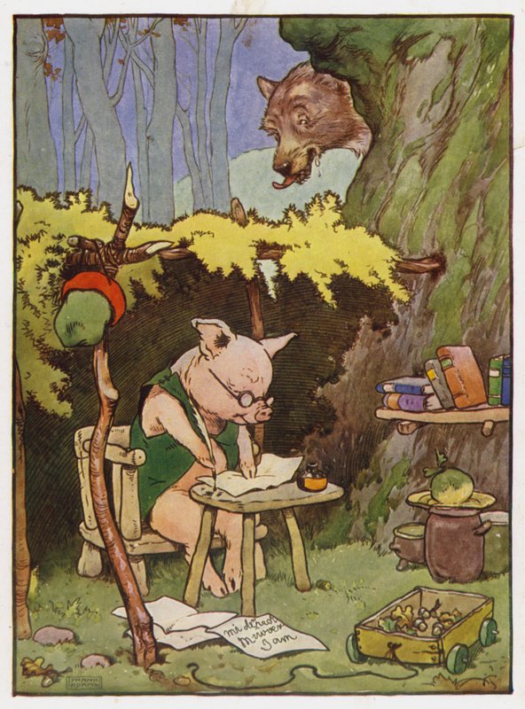 Ilustracja do trzech małych świnek autorstwa Frank Adams