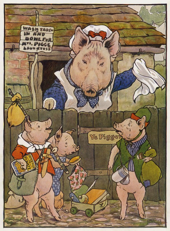 Ilustracja do trzech małych świnek autorstwa Frank Adams