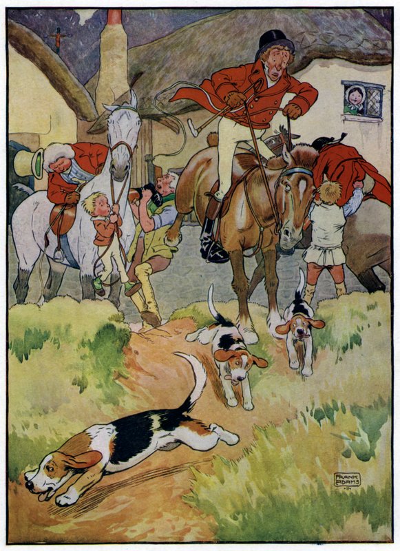 Trzech wesołych myśliwych (kolorowa litografia) autorstwa Frank Adams