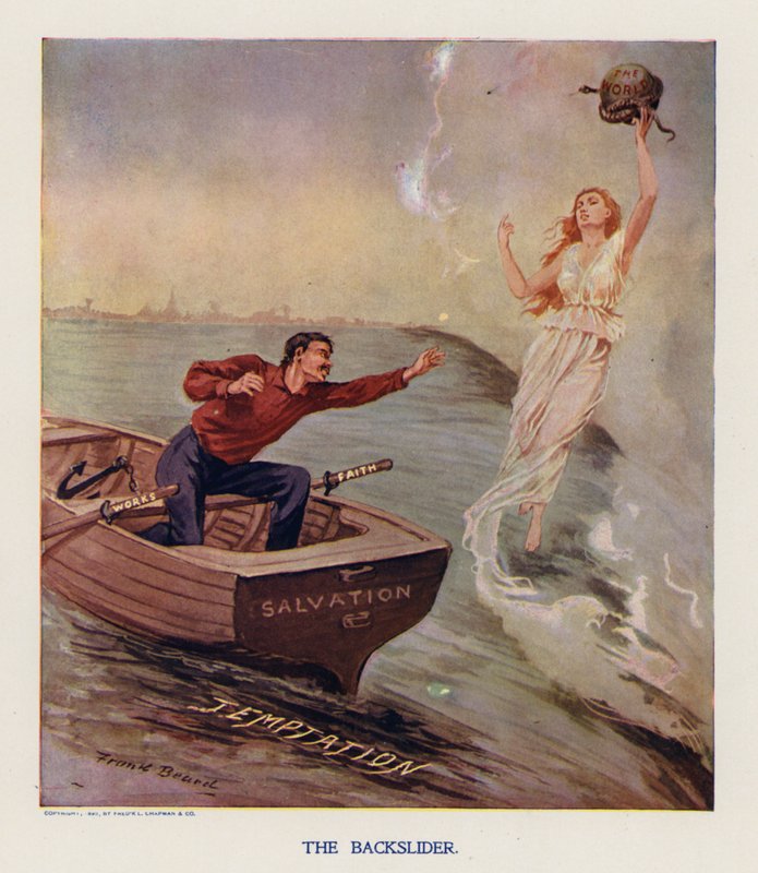 The Backslider (kolorowa litografia) autorstwa Frank Beard