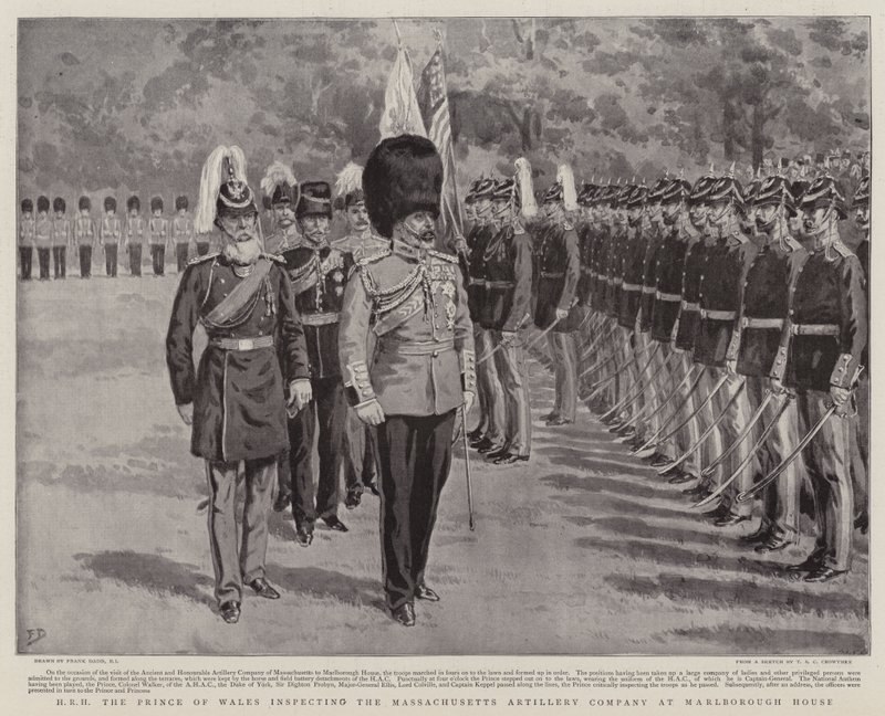JKW Książę Walii podczas inspekcji Massachusetts Artillery Company w Marlborough House autorstwa Frank Dadd