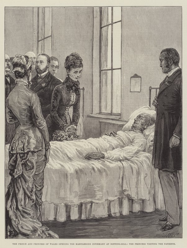 Książę i księżna Walii otwierają szpital Marylebone w Notting-Hill, księżniczka odwiedza pacjentów autorstwa Frank Dadd