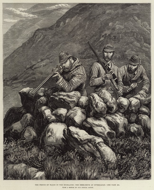 Książę Walii w Highlands, Deer-Drive w Invercauld autorstwa Frank Dadd