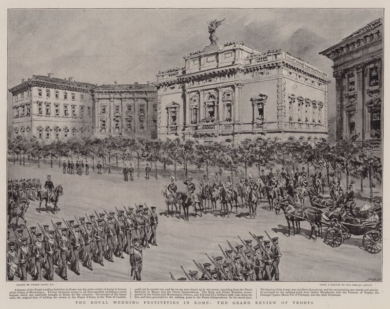 Królewskie Wesele w Rzymie, Wielki Przegląd Wojsk autorstwa Frank Dadd