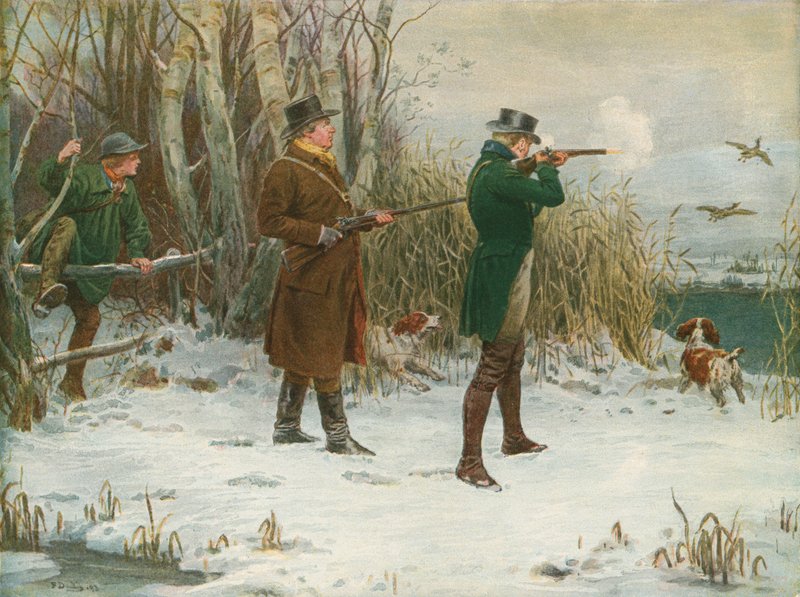 Strzelanie do dzikich kaczek w okresie Bożego Narodzenia autorstwa Frank Dadd