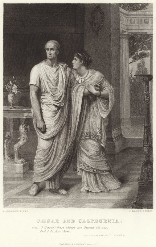 Cezar i Kalphurnia, Juliusz Cezar, Akt II, Scena II autorstwa Frank Dicksee