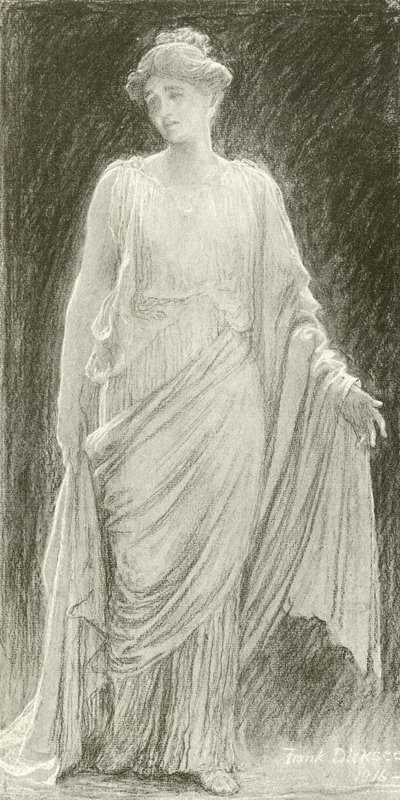 Madame de Navarro (Mary Anderson) jako Hermiona w „Zimowej opowieści” (wklęsłodruk) autorstwa Frank Dicksee