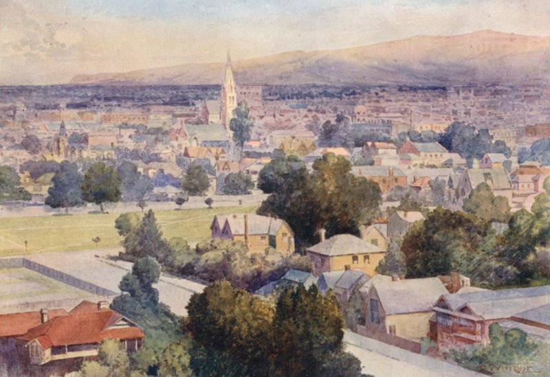 Nowa Zelandia: Christchurch (druk kolorowy) autorstwa Frank H Wright