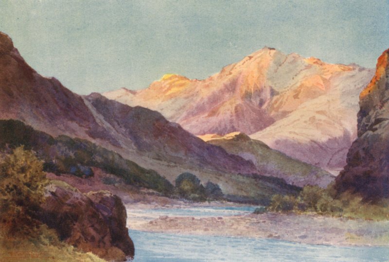 Nowa Zelandia: Wąwóz Wairau (kolorowa litografia) autorstwa Frank H Wright
