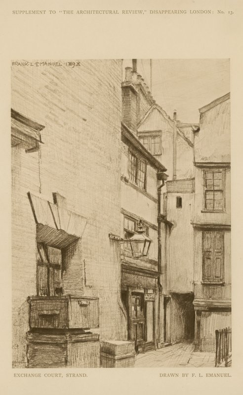 Exchange Court na Stradzie (grawerunek) autorstwa Frank Lewis Emanuel