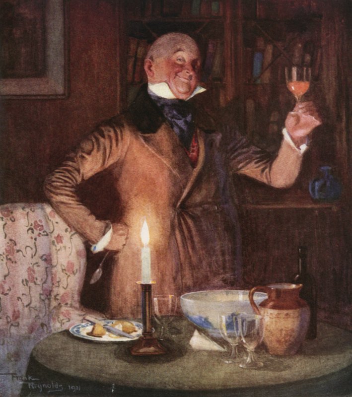 Pan Micawber w swoim żywiole (kolorowa litografia) autorstwa Frank Reynolds