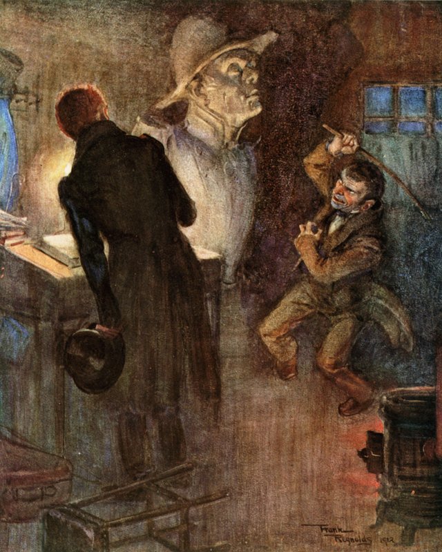 Figurka-głowa (kolorowa litografia) autorstwa Frank Reynolds