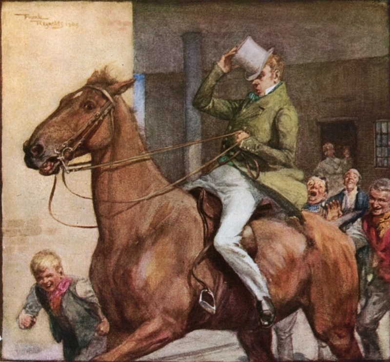 The Pickwickians wyruszają do Dingley Dell (kolorowa litografia) autorstwa Frank Reynolds