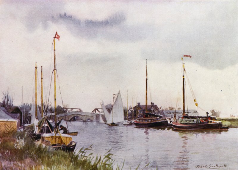 Norfolk Broads: At Potter Heigham (kolor lito) autorstwa Frank Southgate