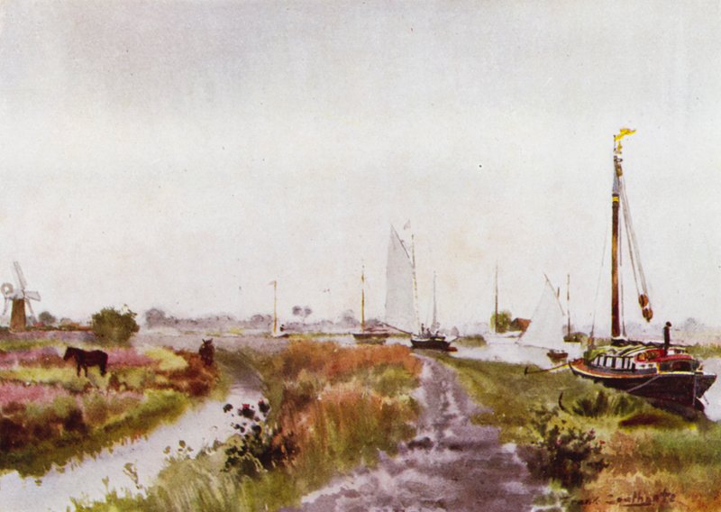 Norfolk Broads: Poniżej Potter Heigham (kolor lito) autorstwa Frank Southgate