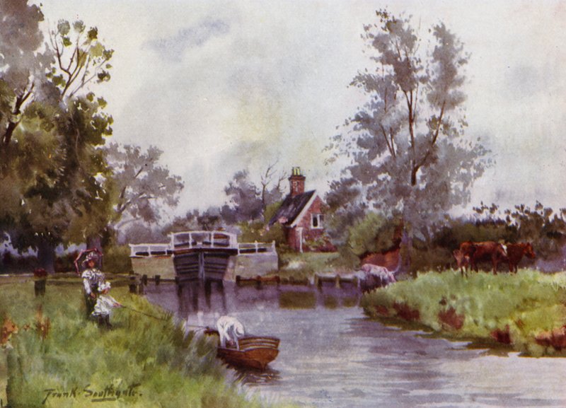 Norfolk Broads: Coltishall Lock (kolor lito) autorstwa Frank Southgate