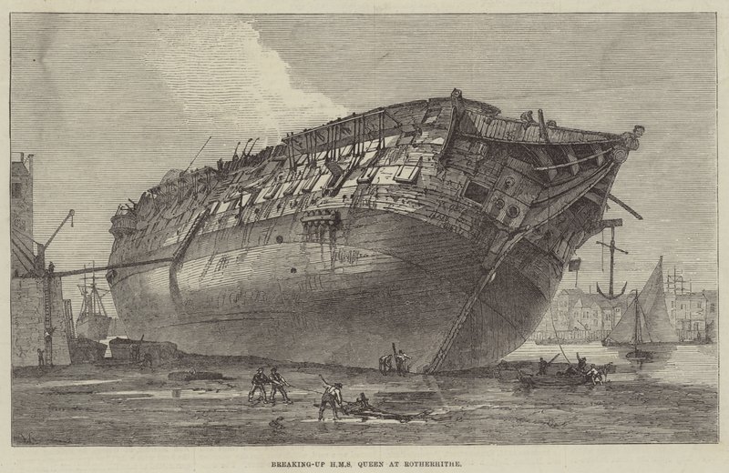 Rozbicie HMS Queen w Rotherhithe autorstwa Frank Watkins