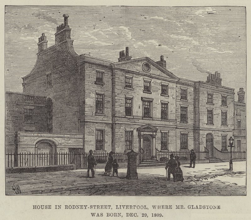 Dom przy Rodney-Street w Liverpoolu, gdzie urodził się pan Gladstone, 29 grudnia 1809 r. autorstwa Frank Watkins
