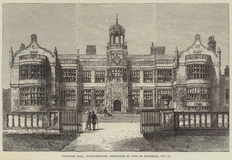Ingestre Hall, Staffordshire, zniszczony przez pożar w czwartek, 12 października autorstwa Frank Watkins