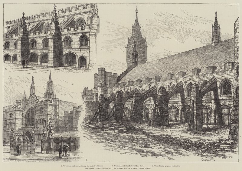 Proponowana renowacja zewnętrznej części Westminster Hall autorstwa Frank Watkins
