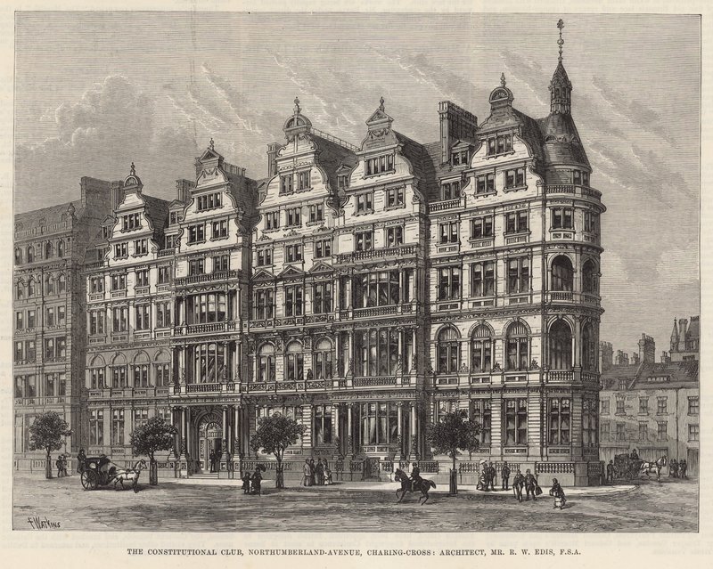 The Constitutional Club, Northumberland Avenue (grawerowanie) autorstwa Frank Watkins