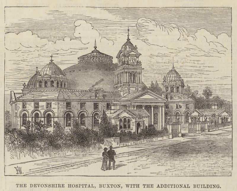 Szpital Devonshire w Buxton z dodatkowym budynkiem autorstwa Frank Watkins