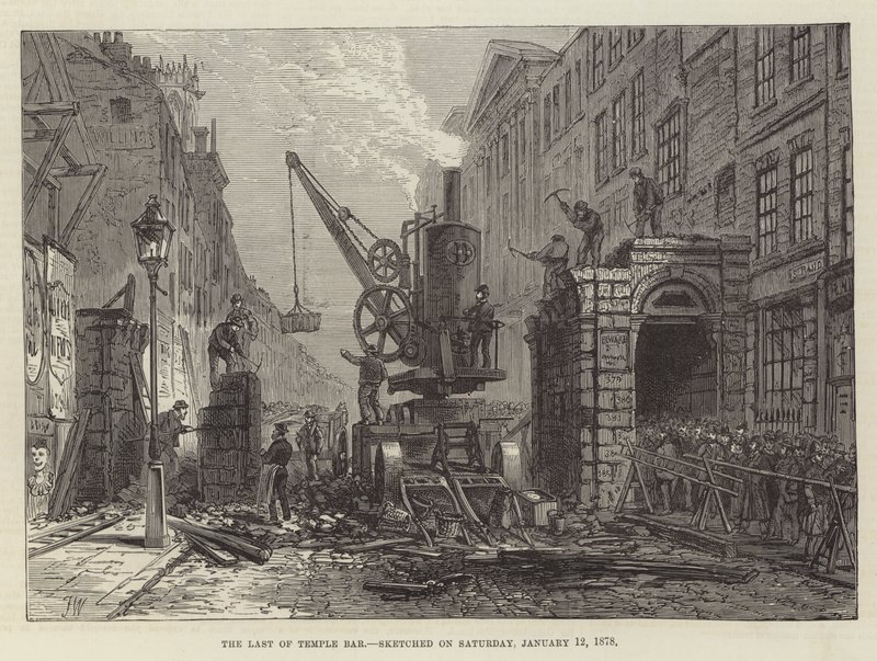 The Last of Temple Bar, naszkicowany w sobotę 12 stycznia 1878 r. autorstwa Frank Watkins