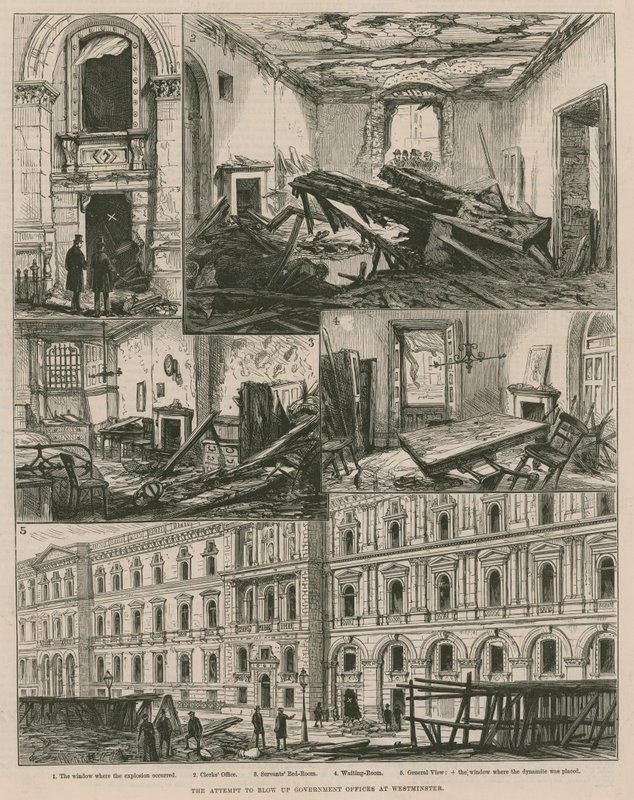 Próba wysadzenia w powietrze urzędów w Westminster (grafika) autorstwa Frank Watkins