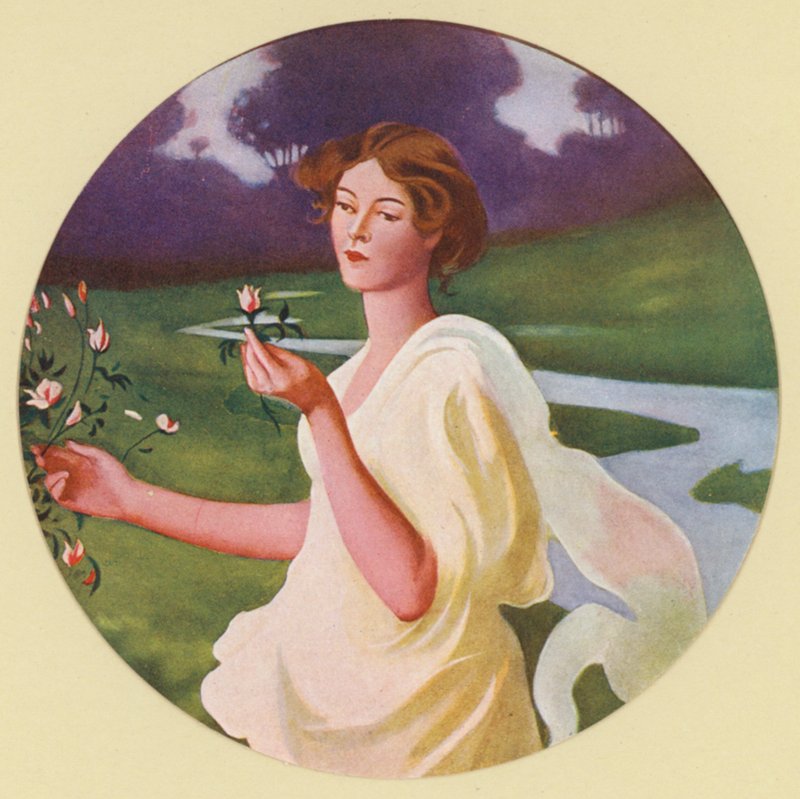 Cztery pory roku: Wiosna (kolorowa litografia) autorstwa Frank Weston Benson
