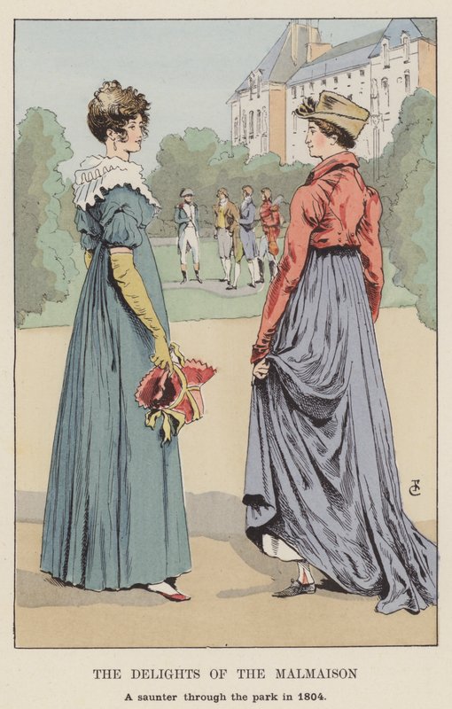 The Delights of the Malmaison, spacer po parku w 1804 r. autorstwa François Courboin