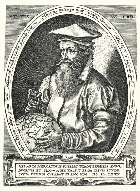 Gerardus Mercator , flamandzki kartograf, geograf i kosmograf (grafika) autorstwa Franz (after) Hogenberg