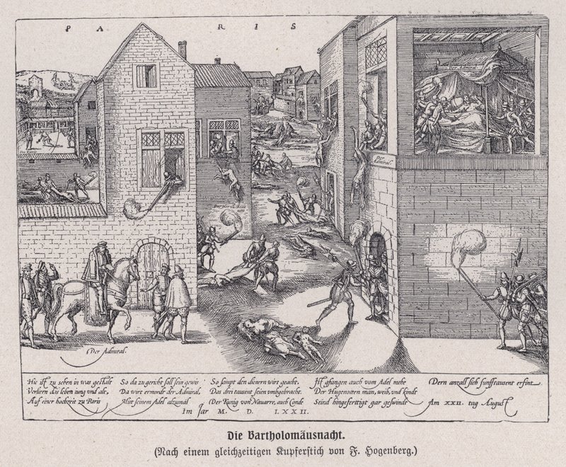 Masakra w dniu św. Bartłomieja, Paryż, Francja autorstwa Franz (after) Hogenberg