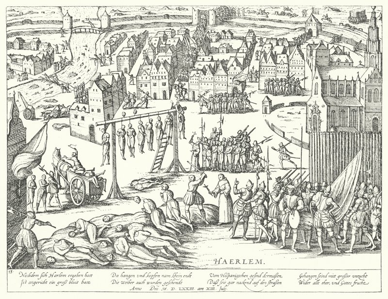 Masowe egzekucje przeprowadzone przez Hiszpanów w Haarlemie, Holandia, 1573 autorstwa Franz Hogenberg