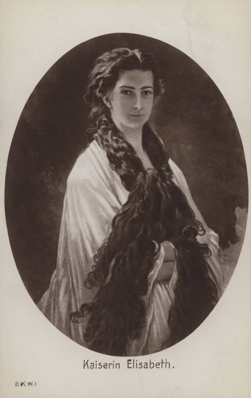 Elżbieta Bawarska, małżonka cesarza Franciszka Józefa I Austrii (lito) autorstwa Franz Xaver  Winterhalter (after)