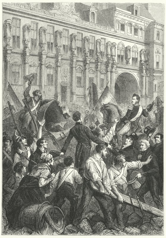 Ludwik Filip, książę Orleanu, w drodze do hotelu de Ville w Paryżu autorstwa Frederic Theodore (after) Lix