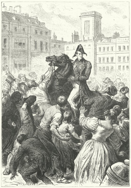 Książę Wellington wplątany w zamieszki (grafika) autorstwa Frederic Theodore (after) Lix