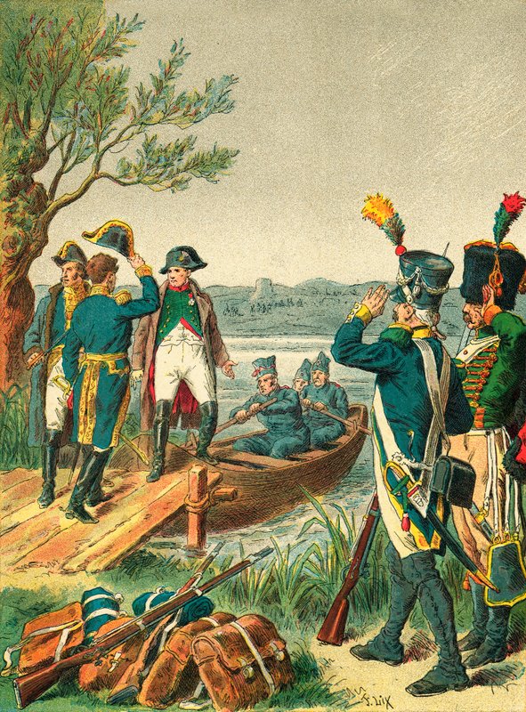 Napoleon i Massena na wyspie Lobau autorstwa Frederic Theodore Lix
