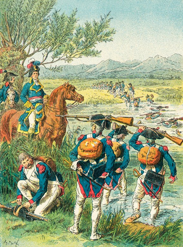 Bitwa o Zurych - Przekroczenie rzeki Lintz autorstwa Frederic Theodore Lix