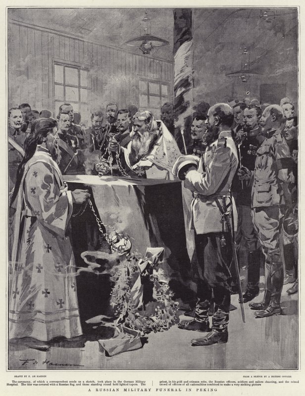 Rosyjski pogrzeb wojskowy w Pekinie autorstwa Frederic de Haenen