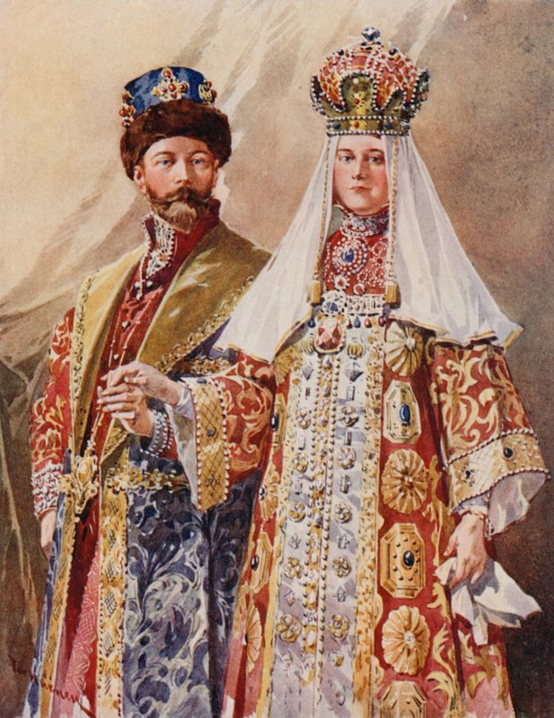 Cesarz i cesarzowa w starożytnych strojach autorstwa Frederic de Haenen