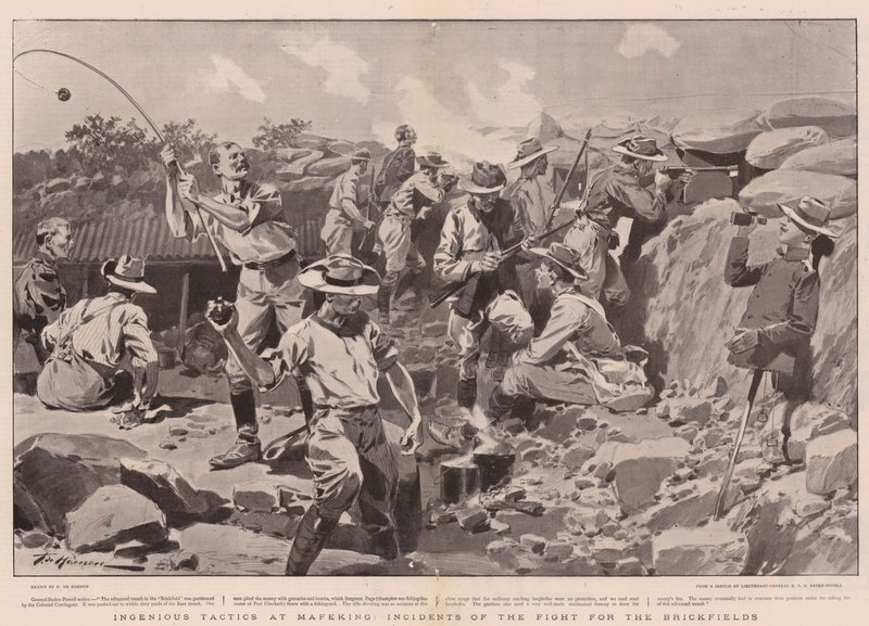 Pomysłowa taktyka w Mafeking, incydenty w walce o Brickfields autorstwa Frederic de Haenen