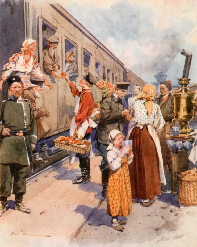 Sprzedawcy herbaty na dworcu wiejskim autorstwa Frederic de Haenen