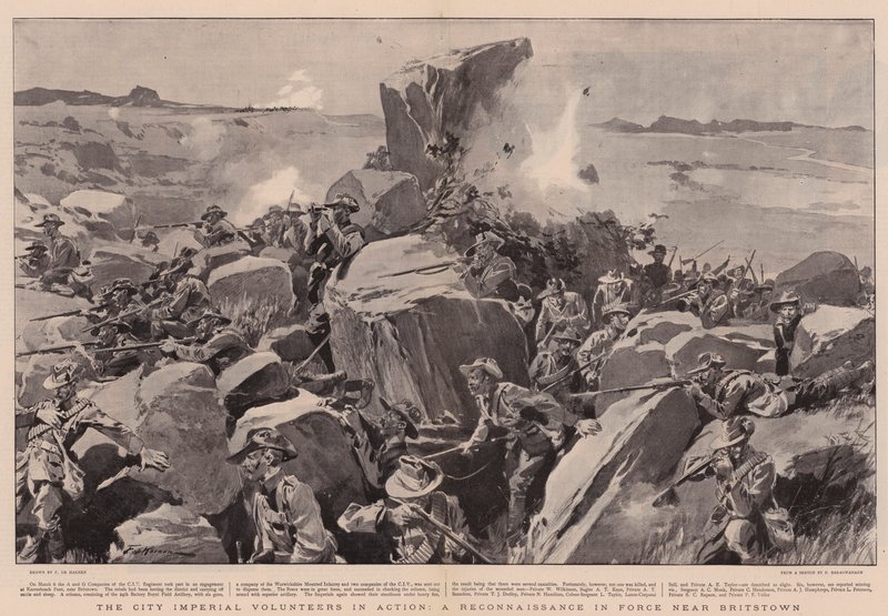 City Imperial Volunteers in Action, rekonesans w siłach w pobliżu Britstown autorstwa Frederic de Haenen