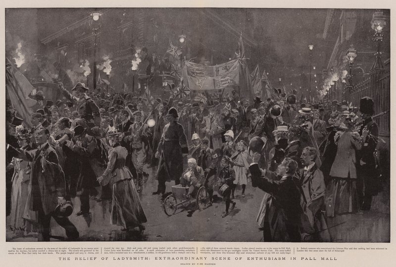 Ulga Ladysmith, Nadzwyczajna Scena Entuzjazmu w Pall Mall autorstwa Frederic de Haenen