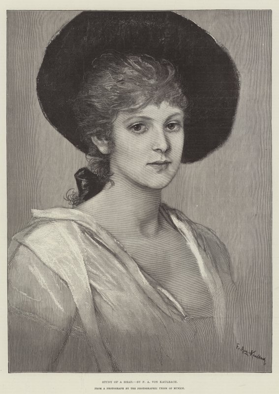 Studium głowy autorstwa Frederich August Kaulbach
