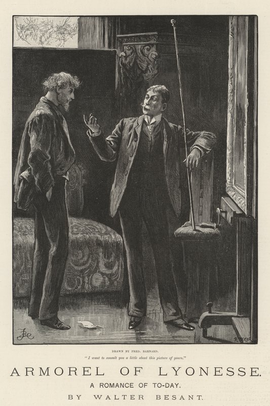 Zbroja Lyonesse, Współczesny romans — Walter Besant autorstwa Frederick Barnard
