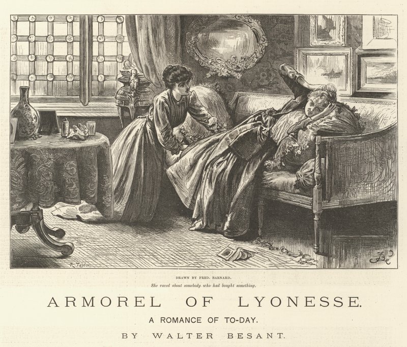 Zbroja Lyonesse, Współczesny romans — Walter Besant autorstwa Frederick Barnard